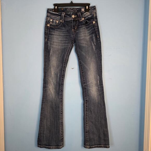 Miss Me Women's Jeans Light Wash Boot Cut Embellished Size 25 Style JP5490B Cros - Picture 6 of 11